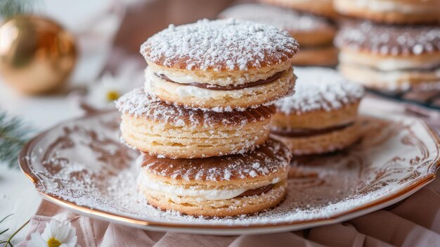 Alfajores biscuits sucrés traditionnels argentins sur une table