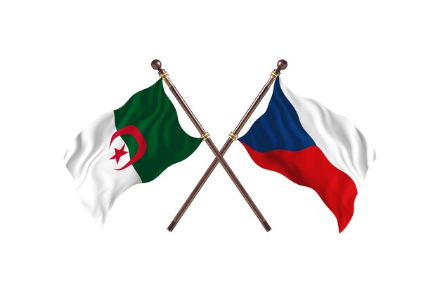 L'Algérie contre la République tchèque deux drapeaux
