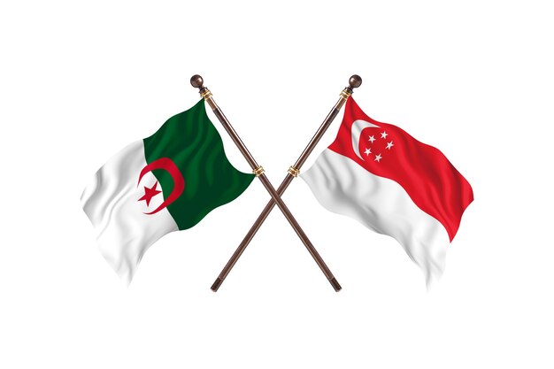 Algérie contre Singapour deux drapeaux