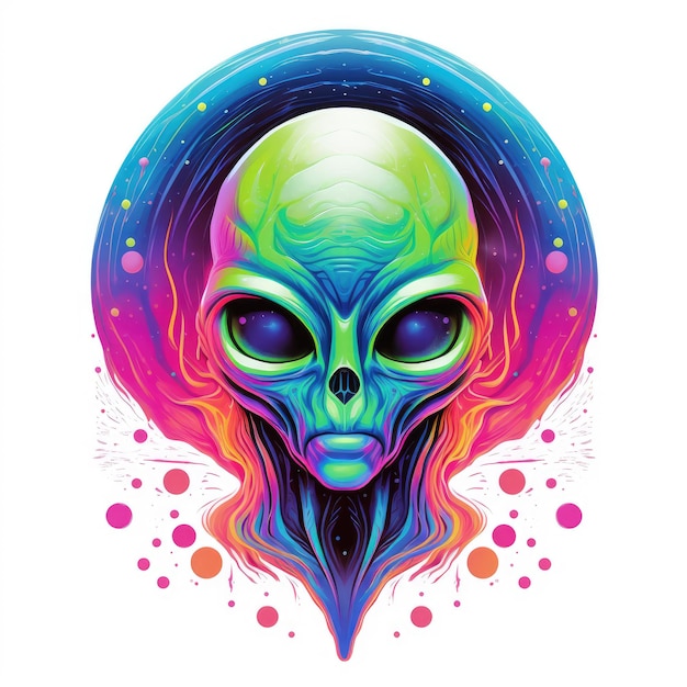 Un alien psychédélique abstrait dans le style du pop art.