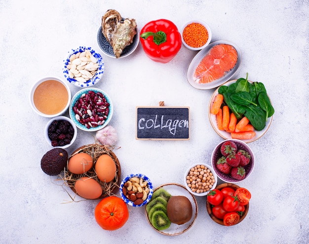 Aliment riche en collagène. Des produits sains