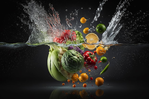 Une alimentation saine pour un mode de vie sain Une alimentation saine Fruits Légumes Eau pure Régime alimentaire biologique Nourriture calorique Beau corps