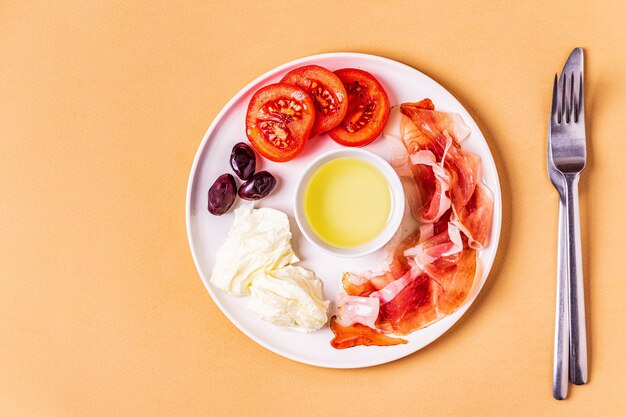 Aliments diététiques cétogènes, concept de repas sains, vue de dessus, espace de copie.