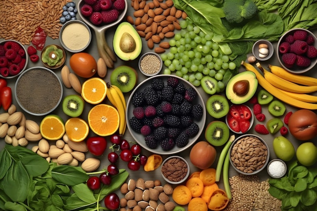 Photo aliments liés à la santé et au bien-être superaliments aliments biologiques aliments végétaliens ia générative