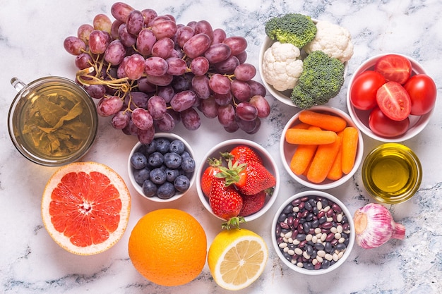 Aliments qui pourraient réduire le risque de cancer, vue de dessus.