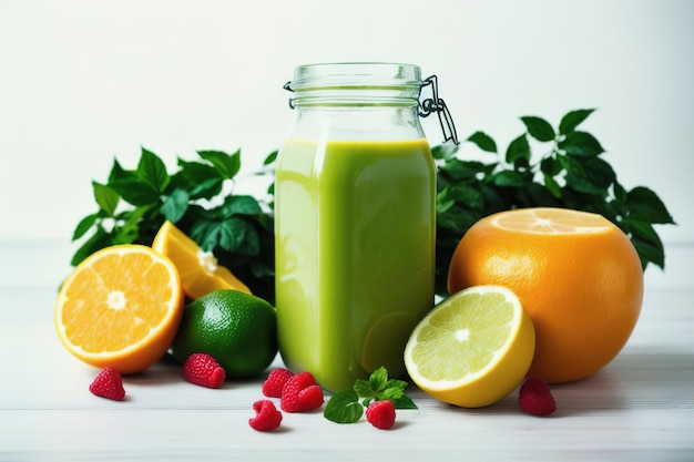 Aliments sains et sains à base de fruits et légumes verts dans un assortiment d'ingrédients végétaliens frais verts