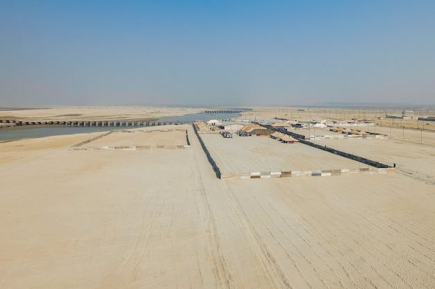 Allahabad Inde Vue aérienne de la digue du Gange lieu où a eu lieu le festival Kumbha Mela