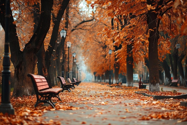 L'allée du parc d'automne