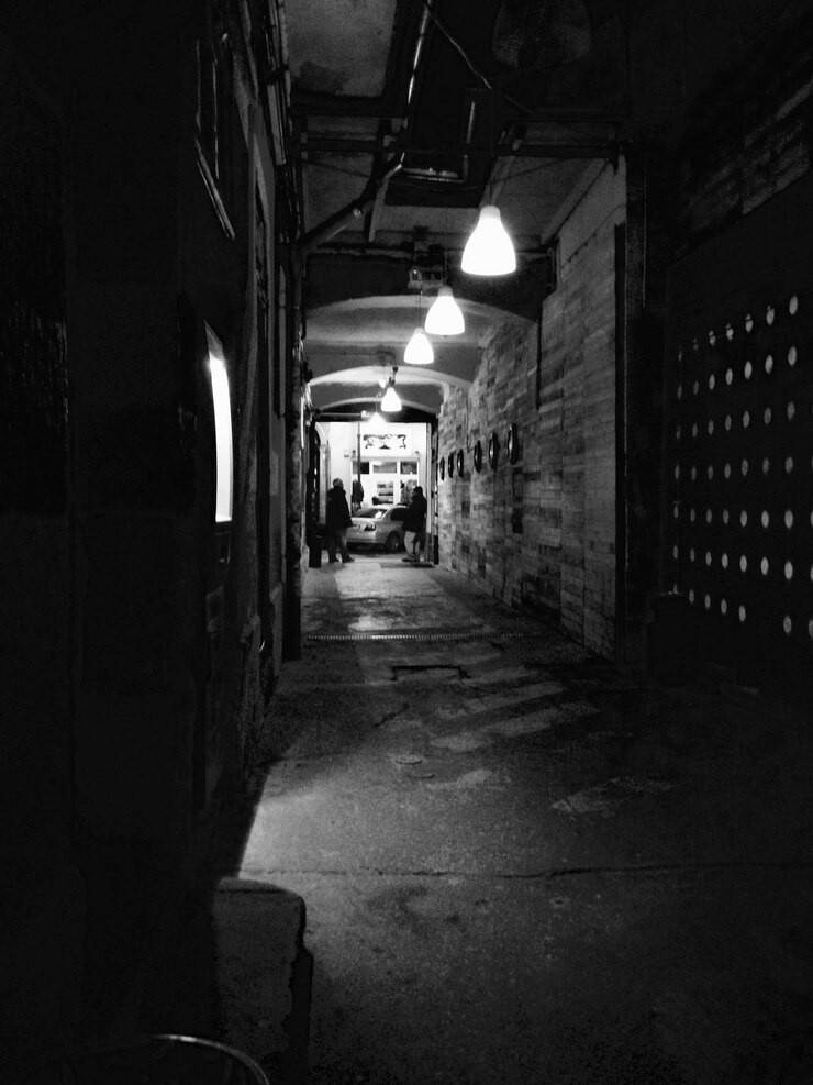 Photo une allée étroite dans la ville la nuit.