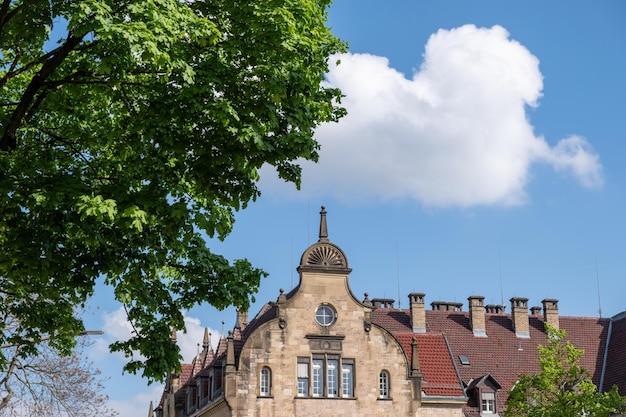 Allemagne Heidelberg vue sur la ville de toiture en tuiles et cheminée de construction partie supérieure compliquée