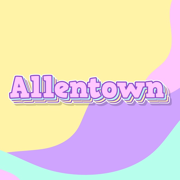 Allentown typographie conception 3D texte mignon mot cool photo de fond jpg
