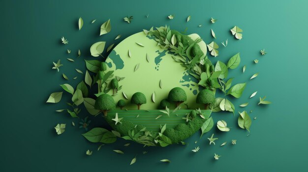 Aller au papier vert illustration découpée environnement mondial et journée de la terre