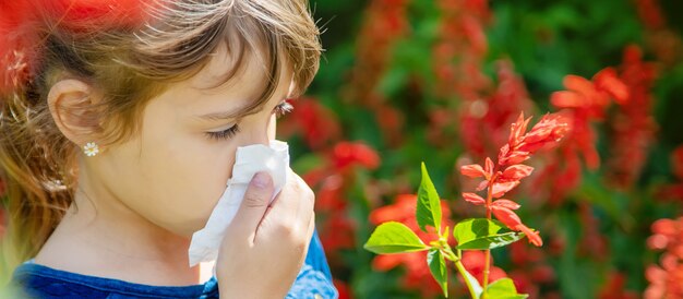 Allergie saisonnière chez un enfant. Coryza.