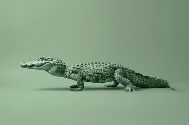 Photo un alligator est debout sur une surface verte