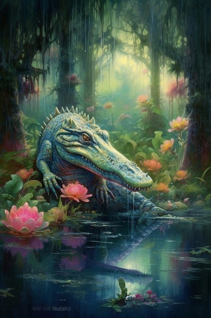 alligator fantaisie peinture art