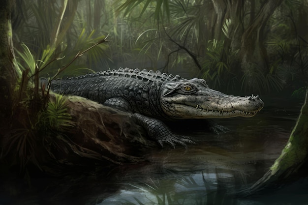 Alligator forêt de mangrove Faune animale Générer une IA