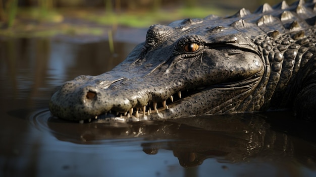 Un alligator vu depuis un bateau aérien