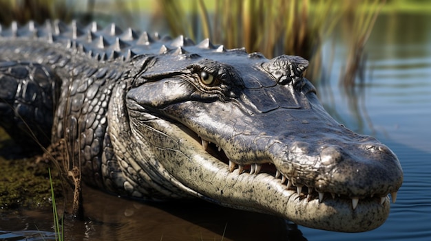 Un alligator vu depuis un bateau aérien