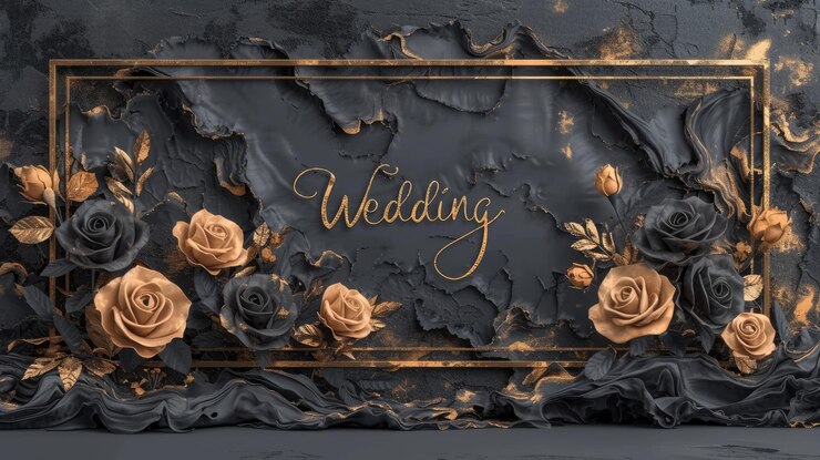 Photo allure romantique carte d'invitation de mariage captivante ornée de texte mariage mélangeant l'élégance