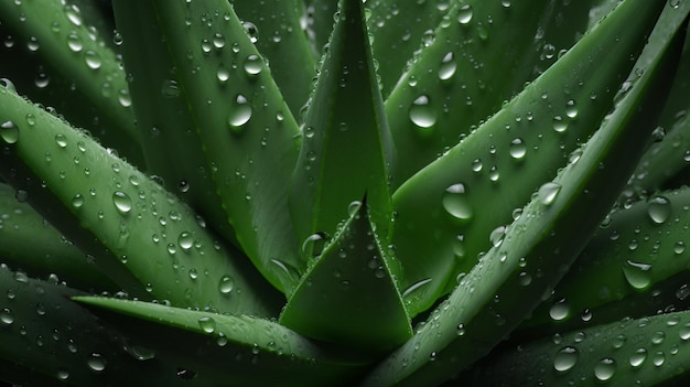 Aloe ou Aloe vera feuilles fraîches humides Image générée par le traitement Ai Hair