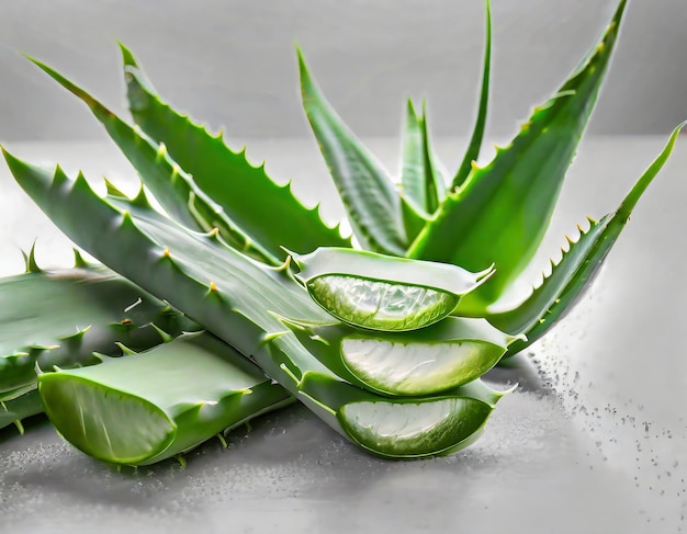 Photo aloe vera fraîche sur fond blanc