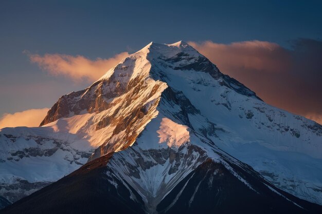 Alpenglow sur le sommet d'une montagne enneigée