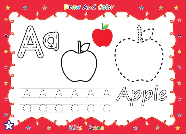 Alphabet az exercice avec des enfants de livre de coloriage de dessin animé.