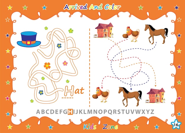Photo alphabet az exercice avec des enfants de livre de coloriage de dessin animé.