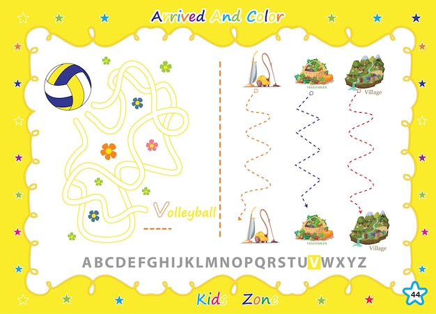 Alphabet az exercice avec des enfants de livre de coloriage de dessin animé.