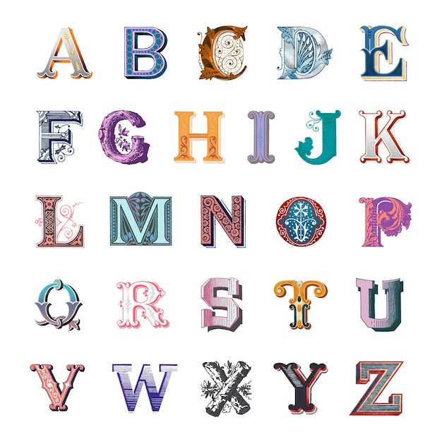 L'alphabet az imprimable png les polices en gras vintage la typographie