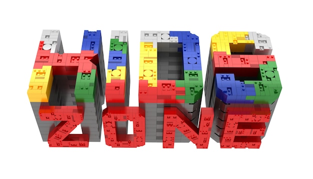 Alphabet coloré enfants zone bloc brique type Perspective police 3d Rendu