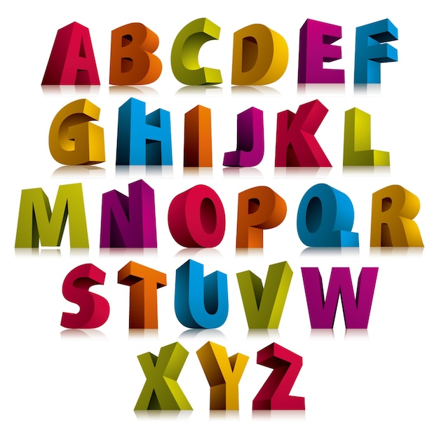 un alphabet coloré avec des lettres qui disent alphabet et lettres