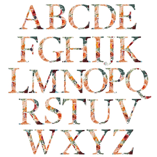 alphabet floral aquarelle, abc