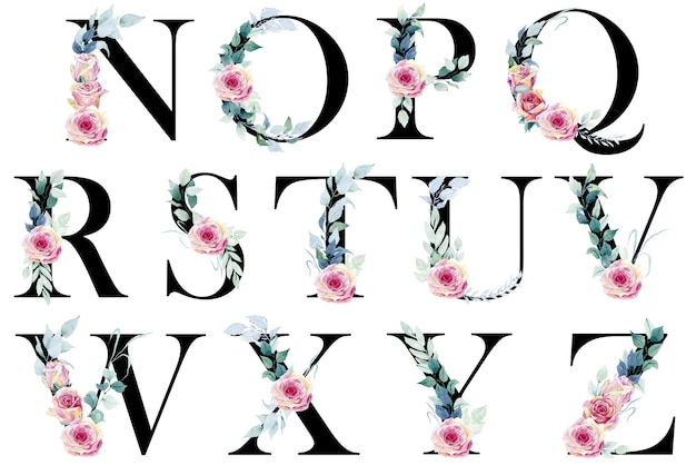 Alphabet floral aquarelle