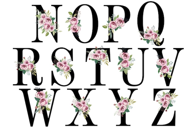Alphabet floral aquarelle