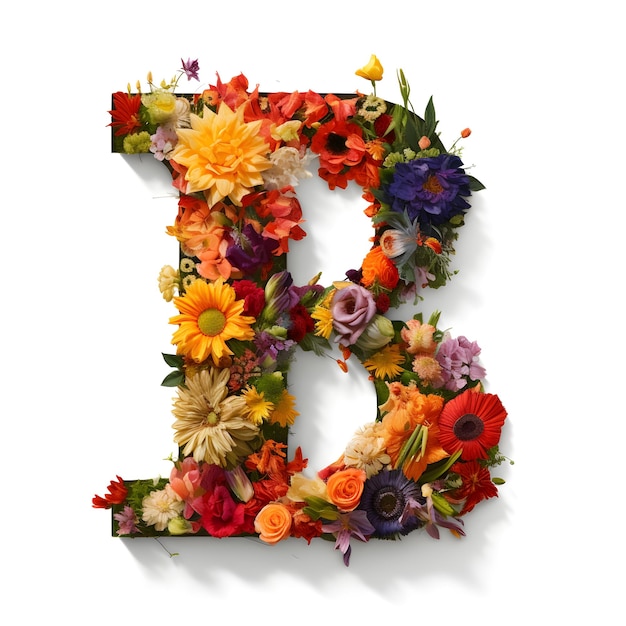 Alphabet floral lettre B typographie florale générative ai générée