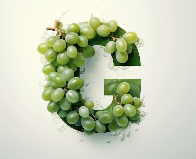 Alphabet de fruits isolés pour les enfants G pour les raisins
