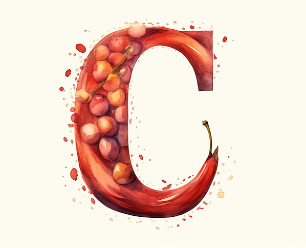 Alphabet de fruits isolés pour les enfants C pour chili