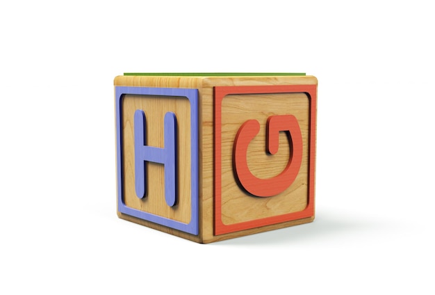 L'alphabet De Rendu 3d Bloque Le Cube Pour Enfants Sur Fond Blanc