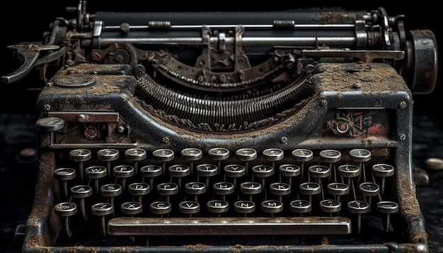 Photo alphabet de types de machines à écrire métalliques rouillées sur papier généré par l'ia