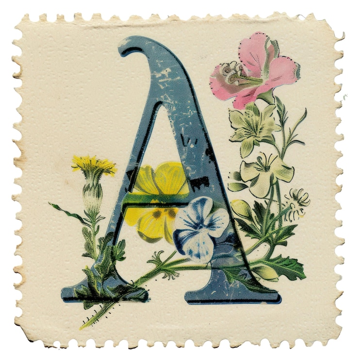 Photo alphabet vintage de la png un timbre-poste