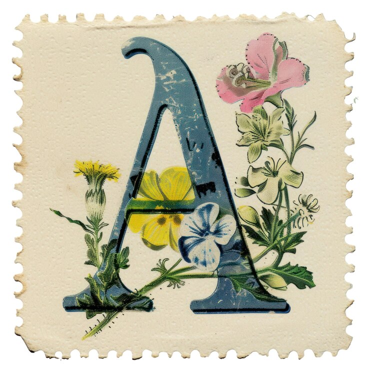 Photo alphabet vintage de la png un timbre-poste