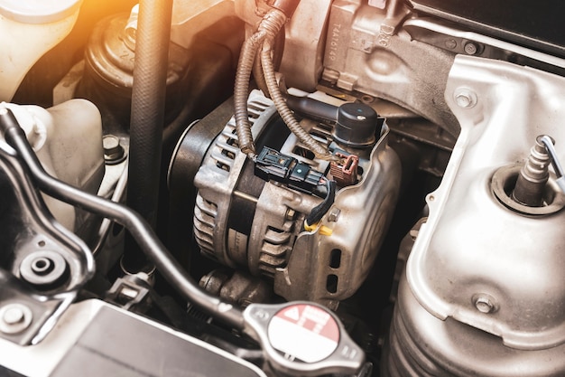 Alternateur de voiture dans le moteur à benzine, composant du système de charge électrique du moteur de voiture