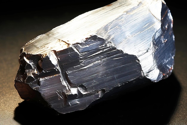 L'aluminium est une pierre naturelle précieuse rare sur un fond noir généré par l'IA.