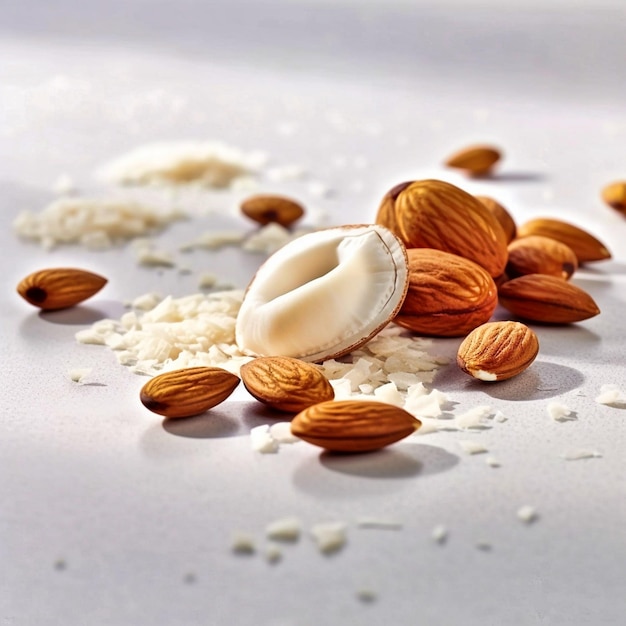 Les amandes dans une cuisine blanche AI générative