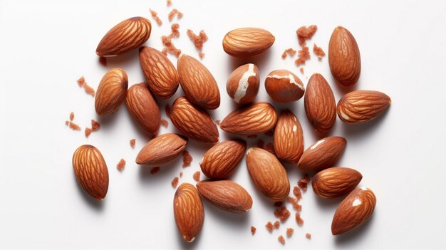 Amandes et feuilles fraîches