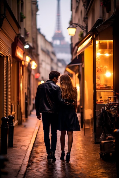 Photo des amants à paris, un couple, des gens à l'ia générative.