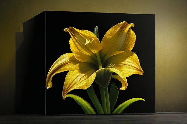 Photo amaryllis fleur jaune fond sombre peinture murale royale