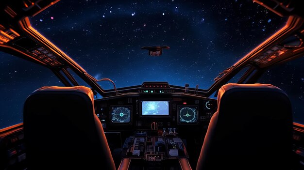 L'ambiance du cockpit d'un vaisseau spatial pour les voyages cosmiques