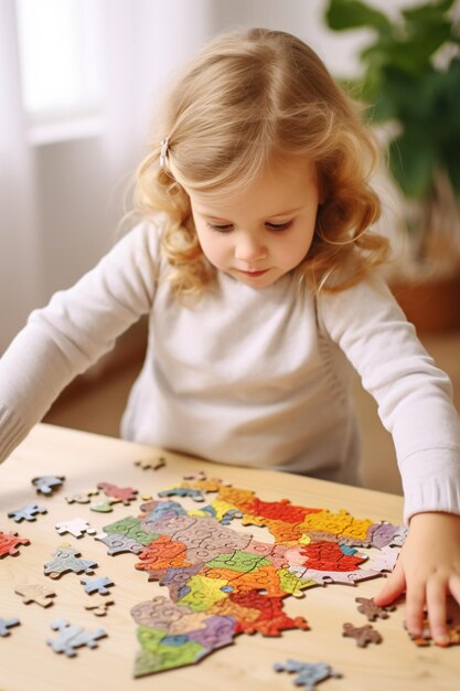 L'ambiance Montessori de la petite fille nourrit la curiosité et l'indépendance